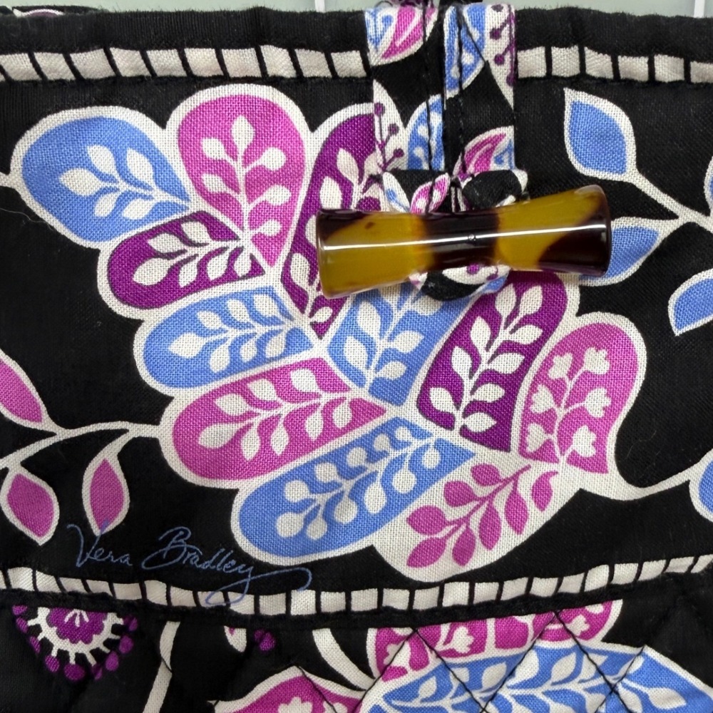 Vera Bradley Alpine Floral Quilted Tote Bag Monogram NPM Blue Purple Plaid - Picture 10 of 14